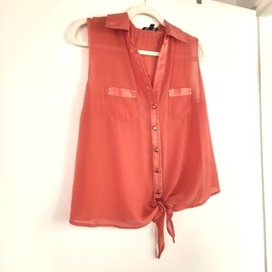 Premise Vibrant Coral Sleeveless Blouse